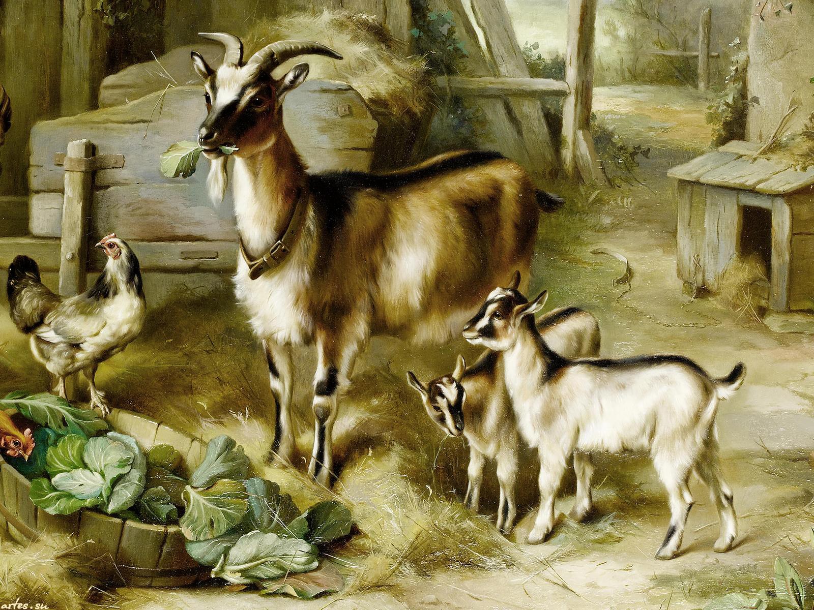Коза с козлятами Веретенникова